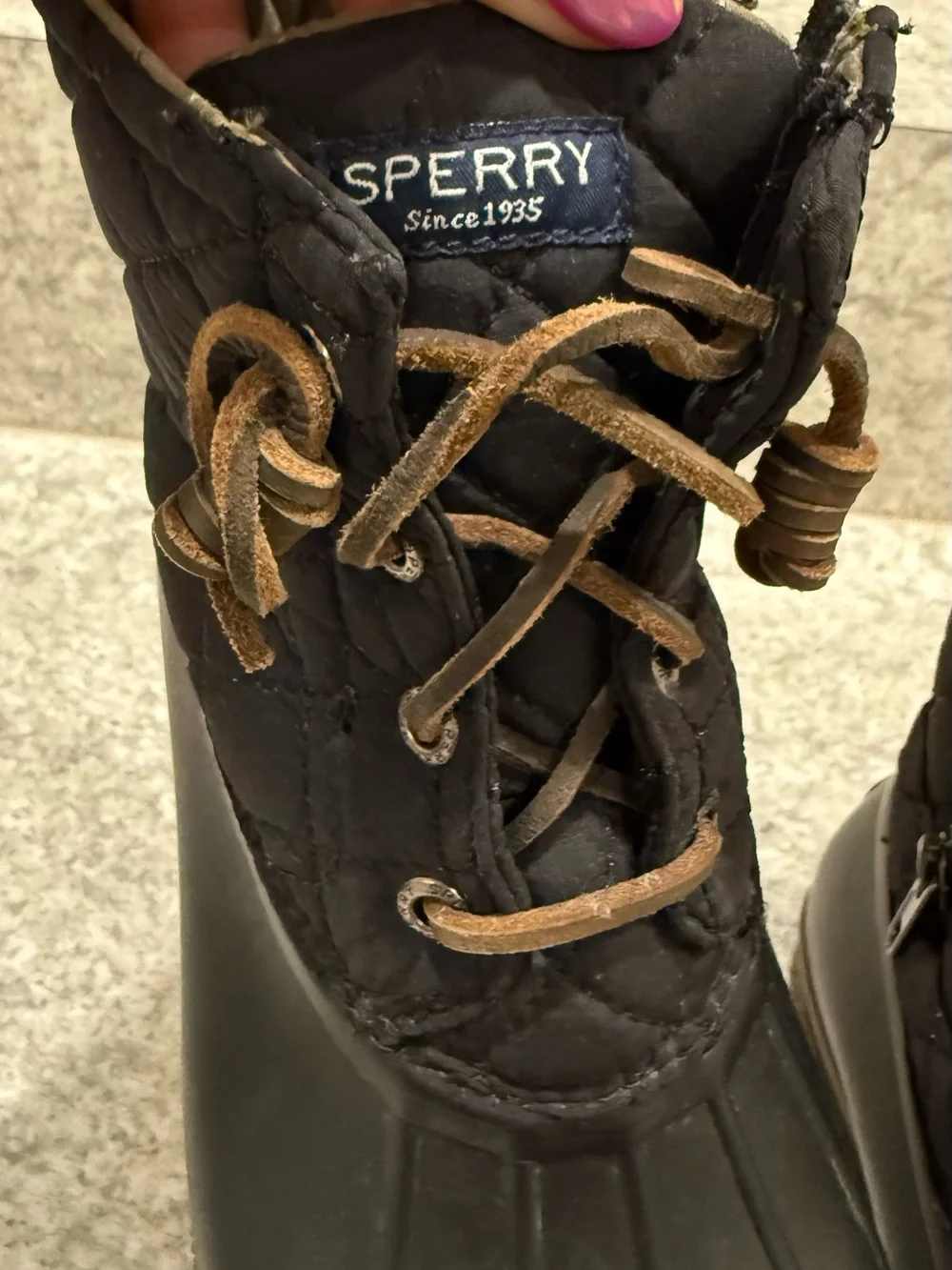 Sperry Saltwater Quilted Duck Boots Black Women’s 7.5
